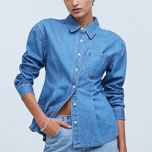 Madwell Denim Darted Button-Up Shirt in Winnset Wash